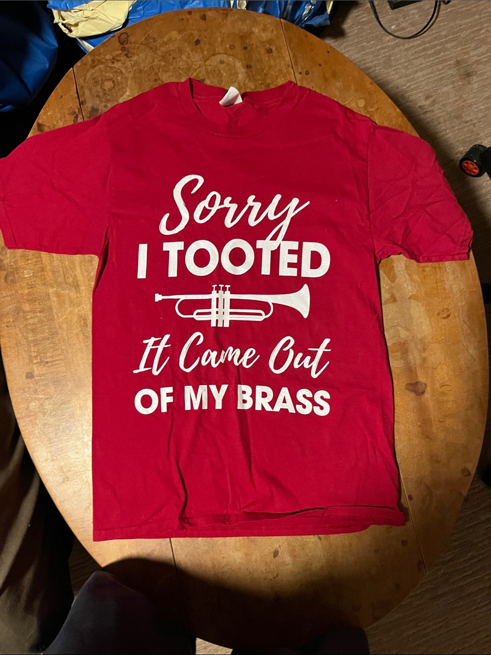 Port and Company Red Short-Sleeve Graphic Tee 'Sorry I Tooted'